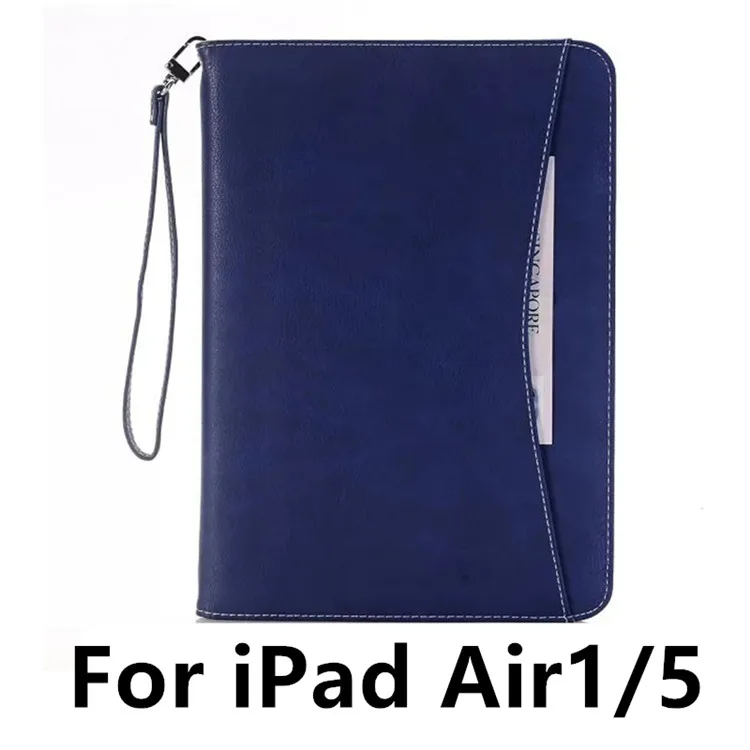 Роскошный чехол из искусственной кожи для Apple iPad Air 2 Air 1 Tablet Case Wallet Smart Cover для iPad 6 iPad 5 iPad Pro 9,7+ стилус - Цвет: Dark Blue 1