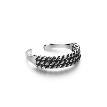

Fashion 100% 925 sterling silver woven silver ring Girl simple popular Adjust ring Vintage Marcasite jewelry Holiday gifts