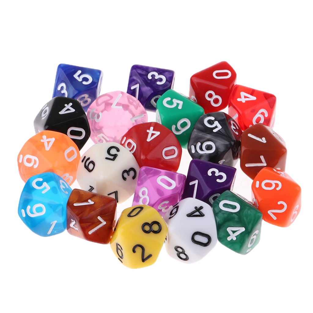 20 Pieces Polyhedral Dice Set for Table Game Kids Math Practice Holiday Party 8/10/12/20 Sided Colorful Dices