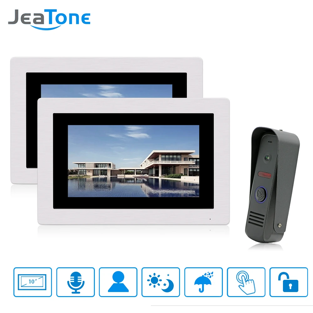JeaTone 7 Touch Screen Wired Video Doorbell Video Intercom Rainproof Door Phone Home Security System 1 Camera 2 Monitors JeaTone 7 Touch Screen Wired Video Doorbell Video Intercom Rainproof Door Phone Home Security System 1 Camera 2 Monitors