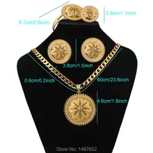 Новые Эфиопский большой Размеры Ювелирные наборы Золото Цвет Романтический ювелирные изделия в африканском стиле свадебные комплекты для Для женщин