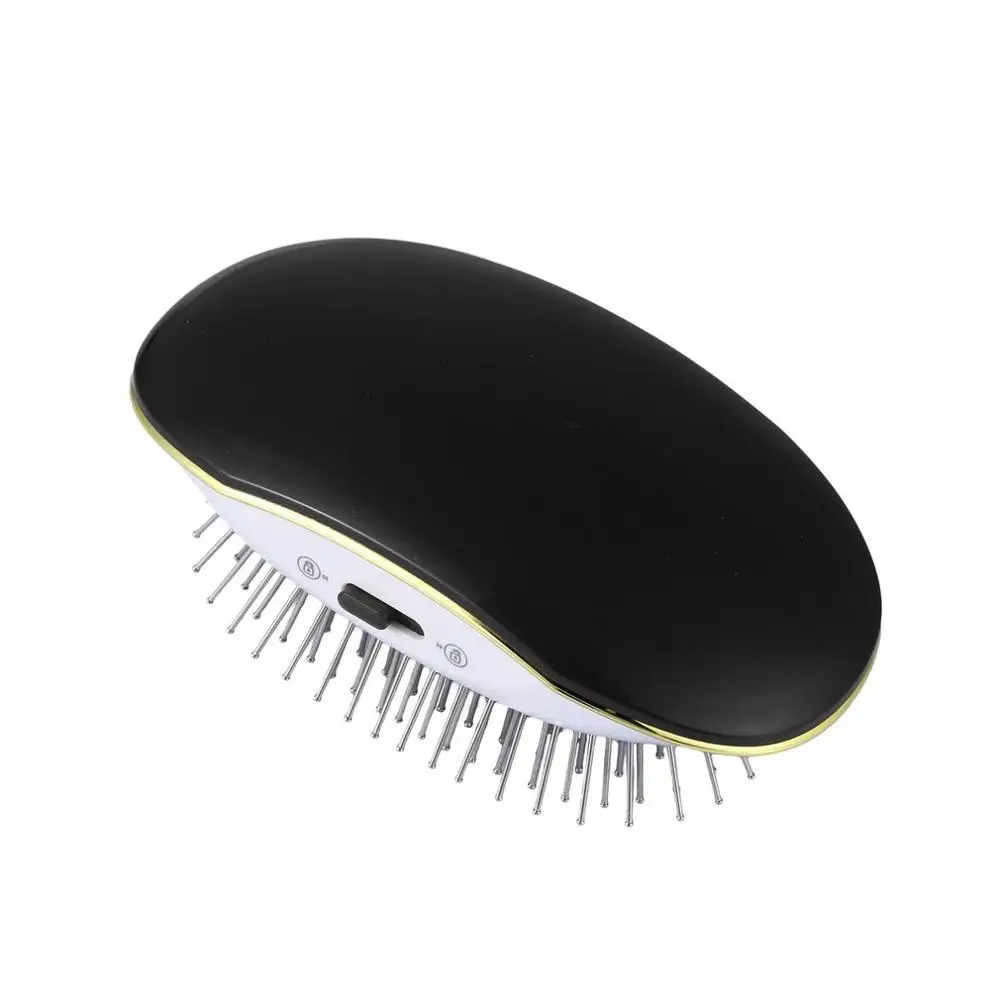 Электрическая расческа для волос с отрицательными ионами, портативная расческа для волос, Массажная щетка, не нагревающая выпрямитель для волос - Color: black