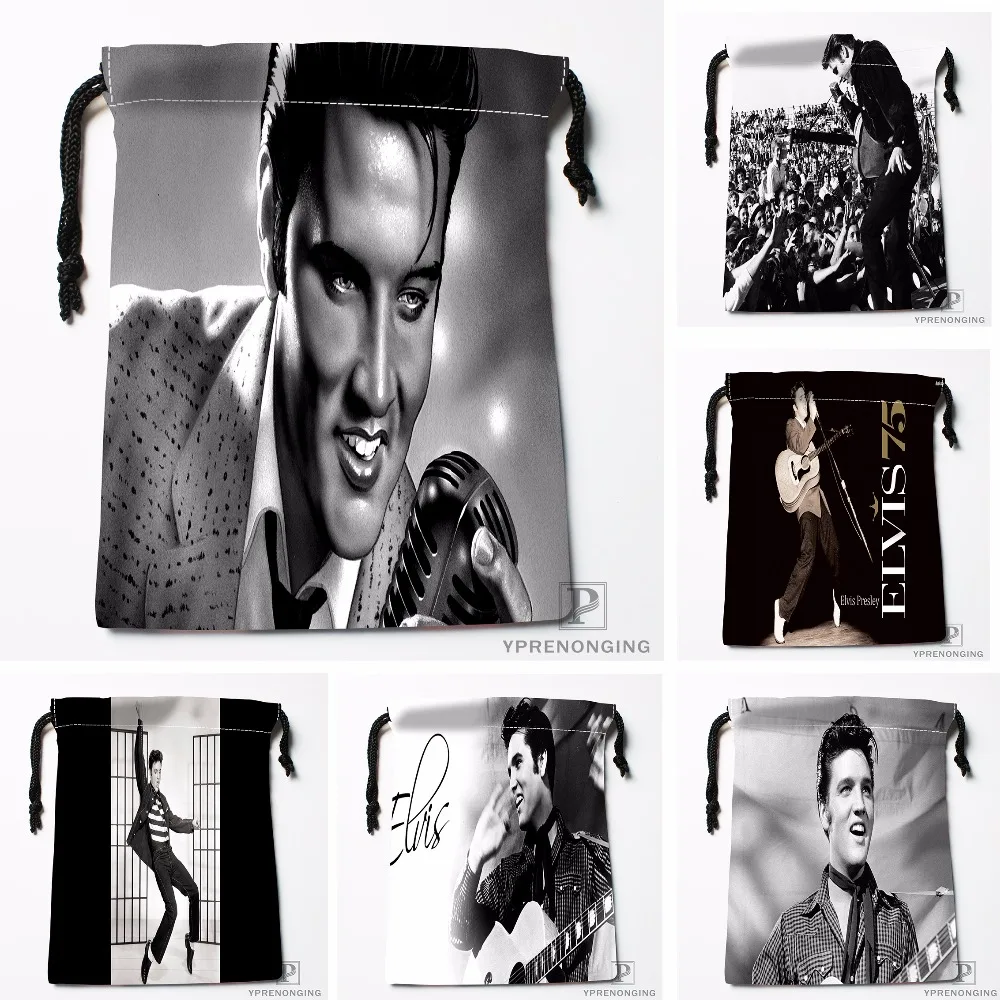 Custom Elvis Presley Drawstring Bags Printing Fashion Travel Storage Mini Pouch Swim Hiking Toy Bag Size