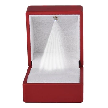 

Rings Display Box Storage Soft Velvet Tray Case Holder Stand Display Storage Box Show Jewelry Organiser LED Light Ring Box