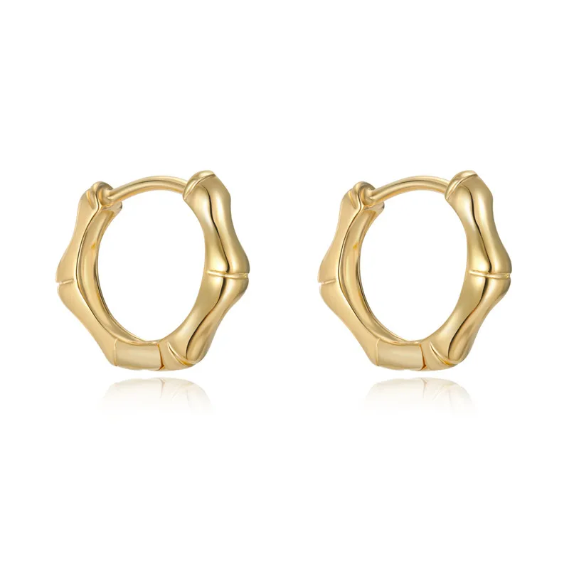 1 пара матовое золото серебро Цвет Бамбук Серьги-кольца для женщин простые элегантные деформационные маленькие круглые серьги ювелирные изделия E349