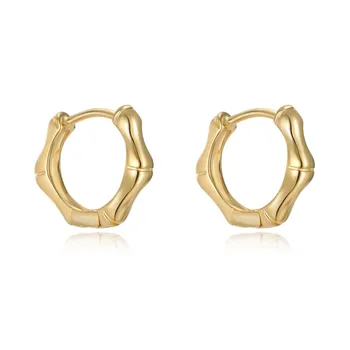 

1Pair Matte Gold Metal Color Bamboo Hoop Earrings For Women Simple Elegant Warping Small Round Circle Earrings Jewelry E349
