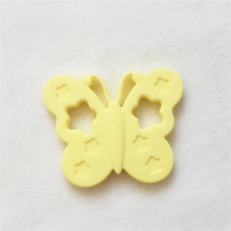 Yellow Chenkai 10 шт. без БФА, силиконовый бабочка Прорезыватели для зубов DIY Детские талисманы кольцо для соски Монтессори сенсорных животных Ювелирные изделия игрушка - Цвет: Yellow