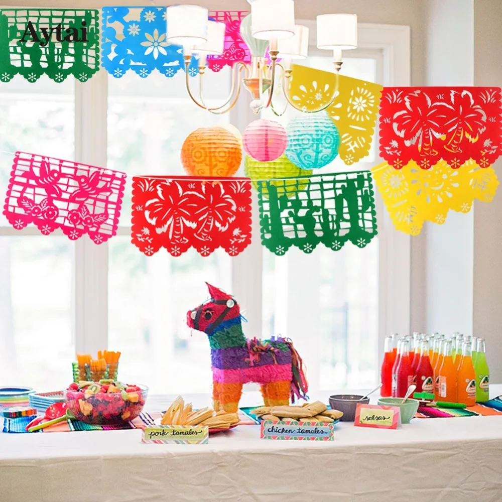 Aytai 9pcs of pack Mexican Party Flag Confetti Felt Mexican Decorations Banner Garland Birthday