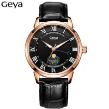 Мужские Часы Moon Phase «Гея» Кожа Кварцевые Часы Человек Люксовый Бренд Водонепроницаемый Хронограф Спортивные Часы Мужчины relogio masculino 2016