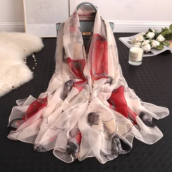 

Silk Scarf Women Summer Beach Shawls Fashion Print Foulard Hijab Lady Pashmina Wraps Sunscreen Scarves