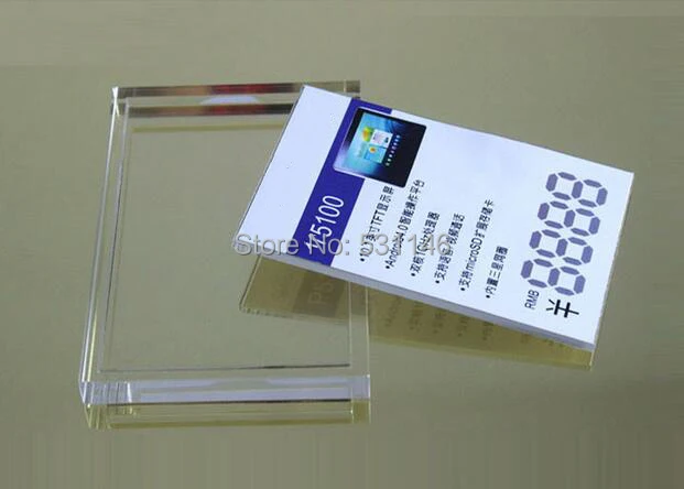 

20pcs New Style Mobile cell Phone Price tag card Parameters Display rack show Holder Mount Clear Acrylic