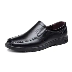 Мужская обувь ручной работы из воловьей кожи, модная мужская повседневная обувь без шнуровки в деловом стиле, удобная обувь на плоской