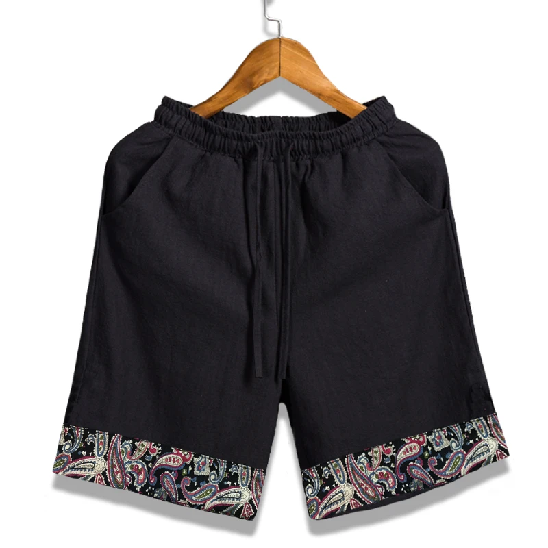 Env мужские st новые продажи мужские хлопковые льняные пляжные шорты Лоскутные стежки Цветные Цветочные спортивные шорты большие размеры 8XL 5XL