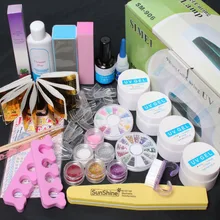 Набор для маникюра, сделай сам, УФ 9 Вт, сушилка, лампа, гель, накладные ногти, блестки, пудры, кисти, инструменты