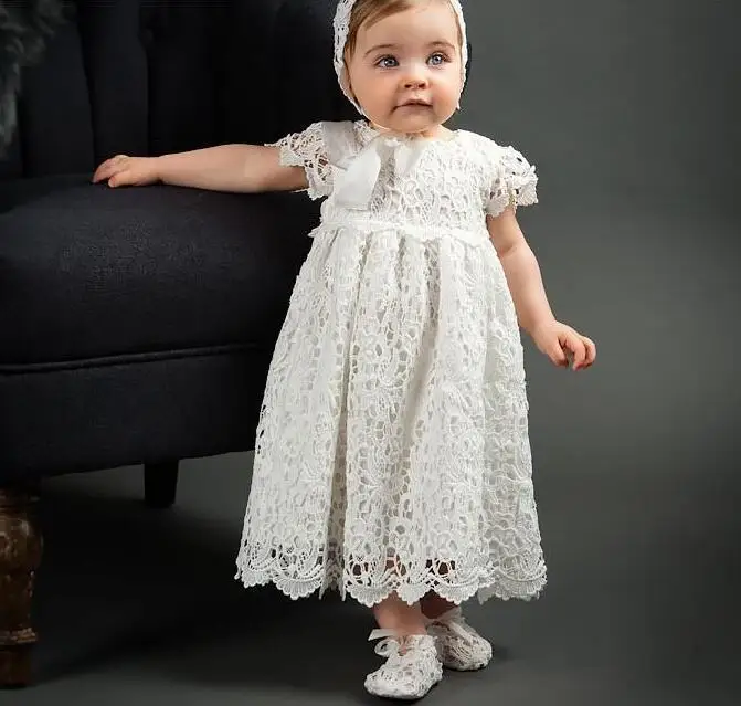 Retail Infant Girls Lace Christening Gown, Newborn Girls Baptism Dress