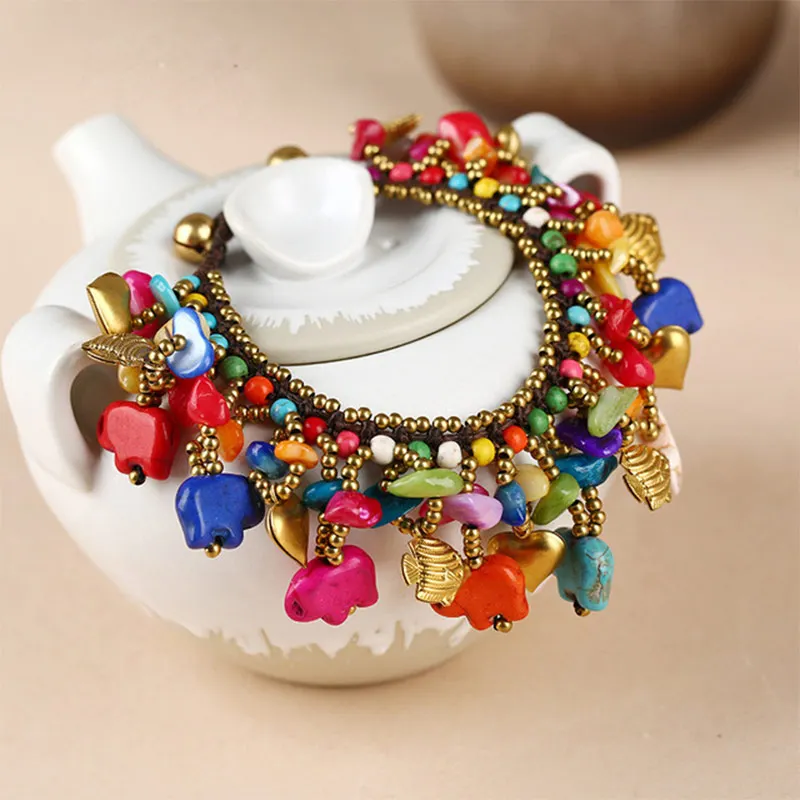 

Colorful Elephant Bohemian Stone Bracelets for Women Gold Color Beaded Bracelets Boho Handmade Jewelry Woven Charm Bangles