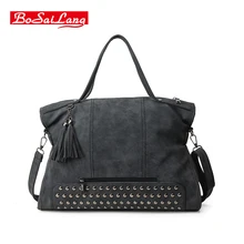 Nieten Nubukleder frauen tasche Mode Quaste Umhängetasche Vintage Umhängetasche Größere Top-Griff Taschen