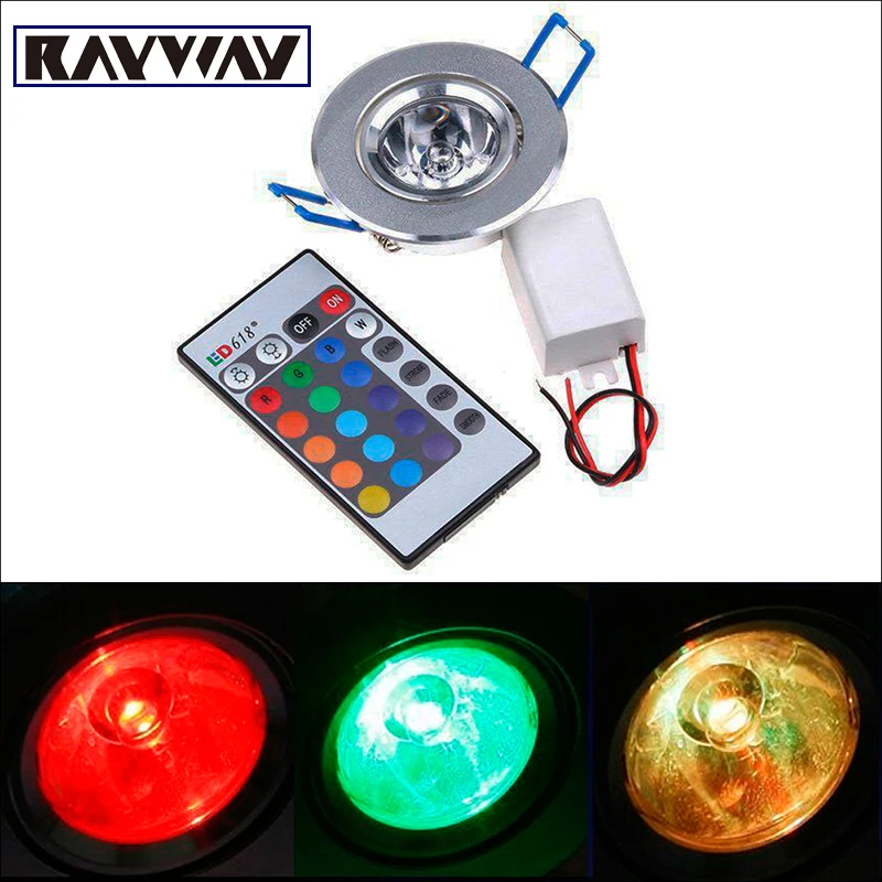 

RAYWAY 3pcs/5pcs/10pcs Aluminum 3w led rgb ceiling downlight AC85-265V remote control foyer bedroom bar RGB lamps with driver