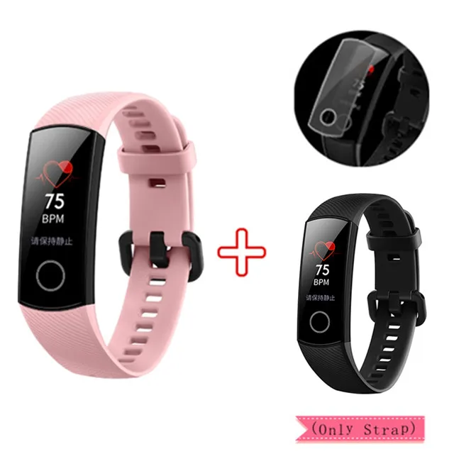Смарт-браслет huawei Honor Band 4 0,9" Amoled цветной сенсорный дисплей для плавания Honor Band 5i Кнопка сердечного ритма сна - Цвет: Pink add Black Strap