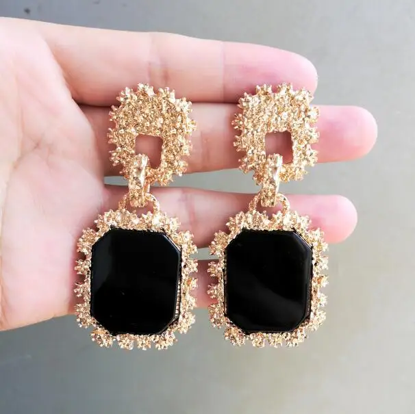 Невечный чудо потрясающий большой Гео смолы серьги-гвоздики женские ювелирные изделия вечерние подарок Подиум редкий Топ панк Инс микс 4498