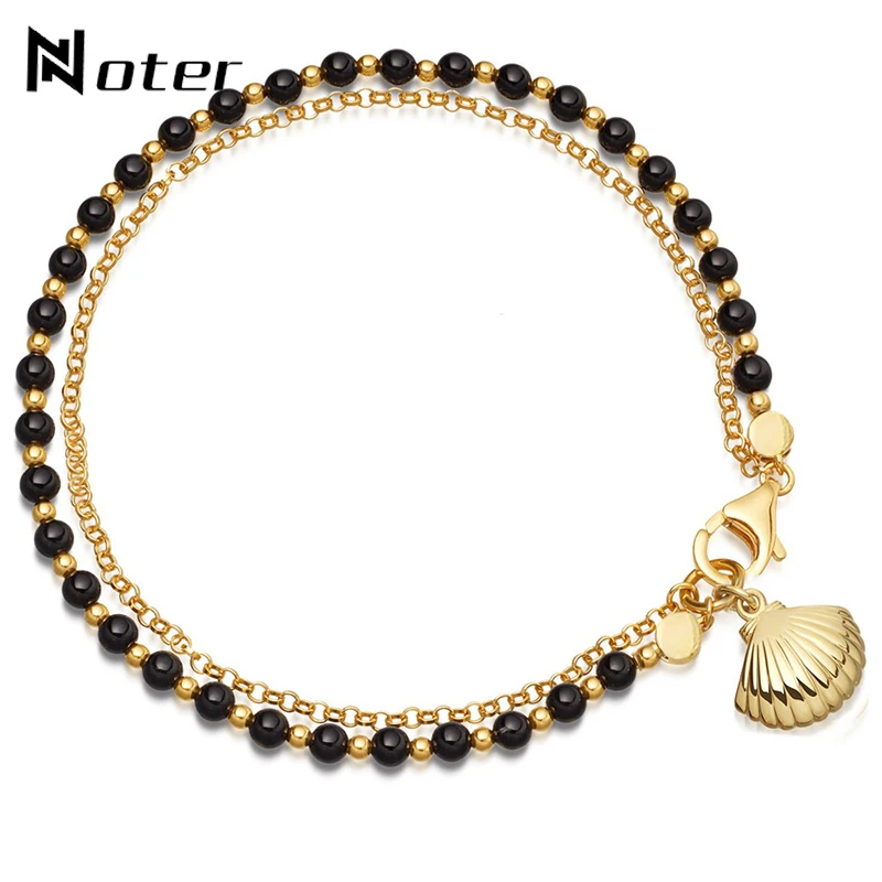 Noter Boho милый корпус многослойный браслет из маленьких бусин золотого цвета звено цепи браслет для женщин летние ручной ювелирные изделия женский браслет