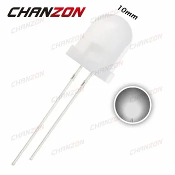 50pcs 10mm LED White Through Hole Diffused Round Wide Angle 10 mm LED Light Emitting Diode Lamp 3V 20mA Electronics Components