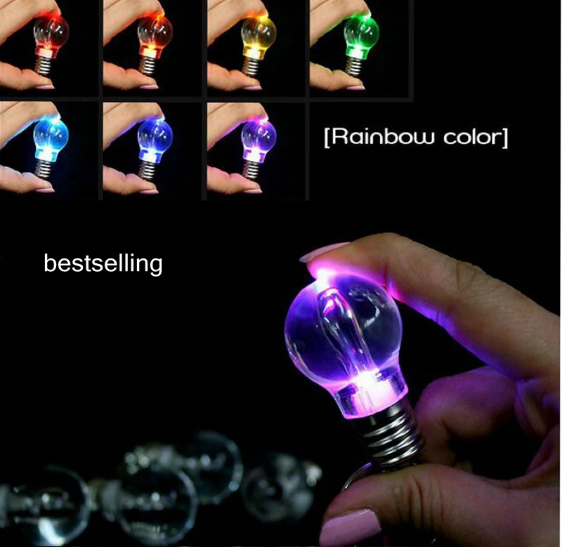 

50pcs Rainbow LED Keychains Glowing Luminous Flashlight Keychain Flashlight Light Bulb Lamp Key Chain Ring Keychain Lamp Torch