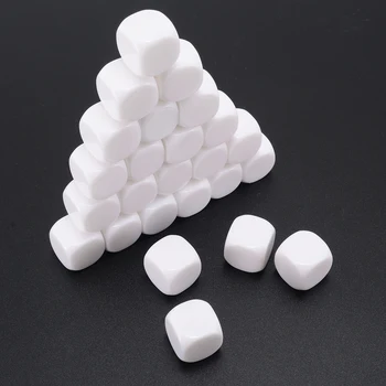 

25pcs/Set 6 Sided Dices Standard Blank D6 Six Sided White Acrylic RPG Gaming Dice 16mm For Interesting Outdoor Party Bar Games