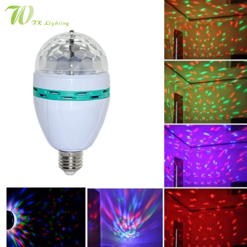 

6W RGB Bulb Spotlight Full Colour Auto Rotating KTV Lamp LED Crystal Stage Light Laser Party Bulb LED Colorful Indoor Lighting