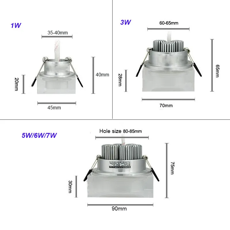 1 Вт/3W/5 Вт/6 Вт/7 Вт светодиодные квадратные потолочные светильники акриловое потолочное утопленное пятно светильник AC85-265V дома спальня светильник ing украшение теплый белый