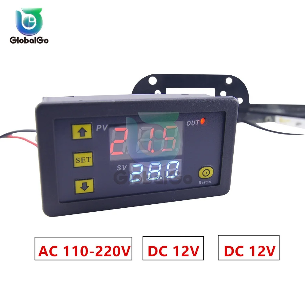 W3230 DC 12 V AC 110 220 20A светодиодный цифровой термостат для контроля температуры мини