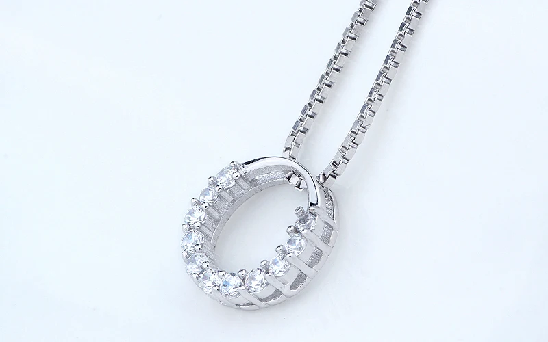 Sinya 925 sterling Silver pendant necklace Fashion Ring round design with 18inch sterling silver box chain for women girls lover (7)