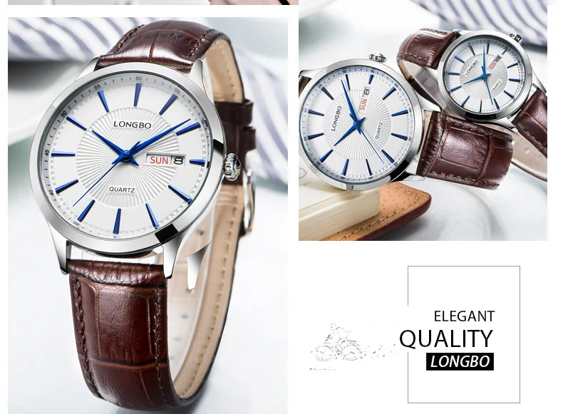 2017 Longbo Роскошные Кварцевые часы Повседневное Мода кожаный ремешок часы Для мужчин Для женщин пару часов Спорт Аналоговый наручные часы