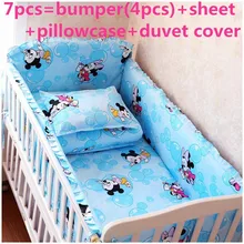 Акция! 6/7 шт. мультфильм хлопок детская кроватка Постельное белье мультфильм кроватки Постельные принадлежности, 120*60/120*70 см