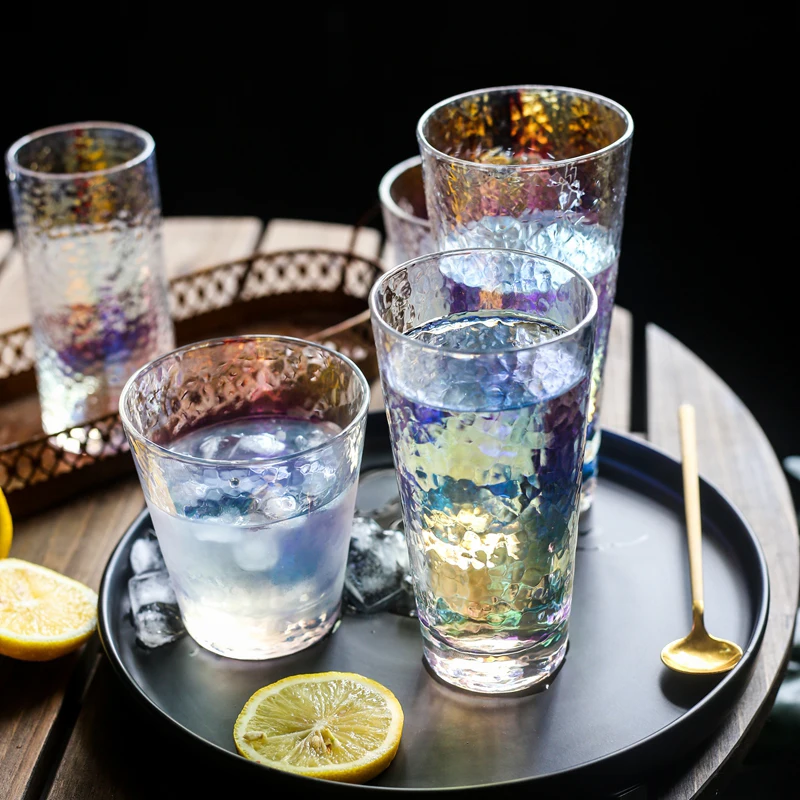 Красочные чашки прозрачные Кружки Стакан для воды es свинец Радуга напиток посуда бар чаша для коктейля японский Термостойкое стекло 1 шт