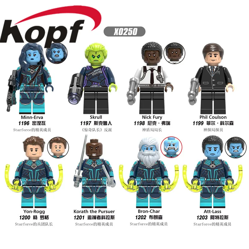 

Building Blocks Super Heroes Minne -Erva Skrull Nick Fury Phil Coulson Legoings Figures Collection Toys For Children X0250