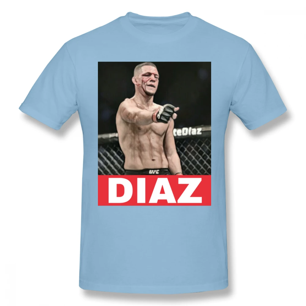 Awesome UFC MMA Fighter Nate Diaz футболка мужская с круглым вырезом и графическим принтом Camiseta футболка большого размера - Цвет: Небесно-голубой