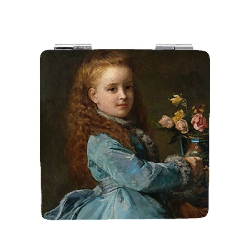 

JWEIJIAO Portrait of character Tools Accessories Compact mirror Oil Painting art charm Square pocket mirror for girls PE01