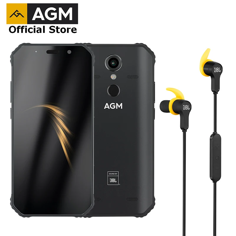 OFFICIAL AGM A9 + JBL earphone FHD+ JBL Co-Branding Smartphone 4G Android 8.1 Rugged Phone IP68 Waterproof NFC Quad-Box Speakers OFFICIAL AGM A9 + JBL earphone FHD+ JBL Co-Branding Smartphone 4G Android 8.1 Rugged Phone IP68 Waterproof NFC Quad-Box Speakers