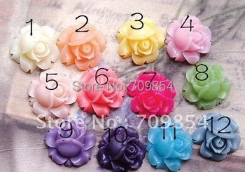 

free shipping!!! 100pcs/lot 16mm resin rose flower cabochon for pendant tray 12color phone decoration findings