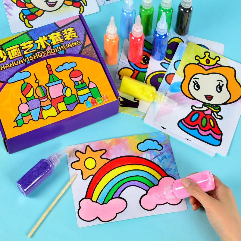 

Children's creativity DIY handmade color sand art, creative painting, toys, sandpaper crafts, children's toys, birthday gifts.