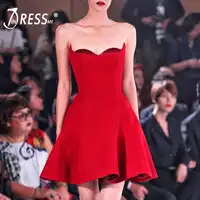INDRESSME Women Strapless A-Line Dress Fashion Slash Neck Backless Split Mini Bodycon Party Dress Vestidos 2019 New Chic