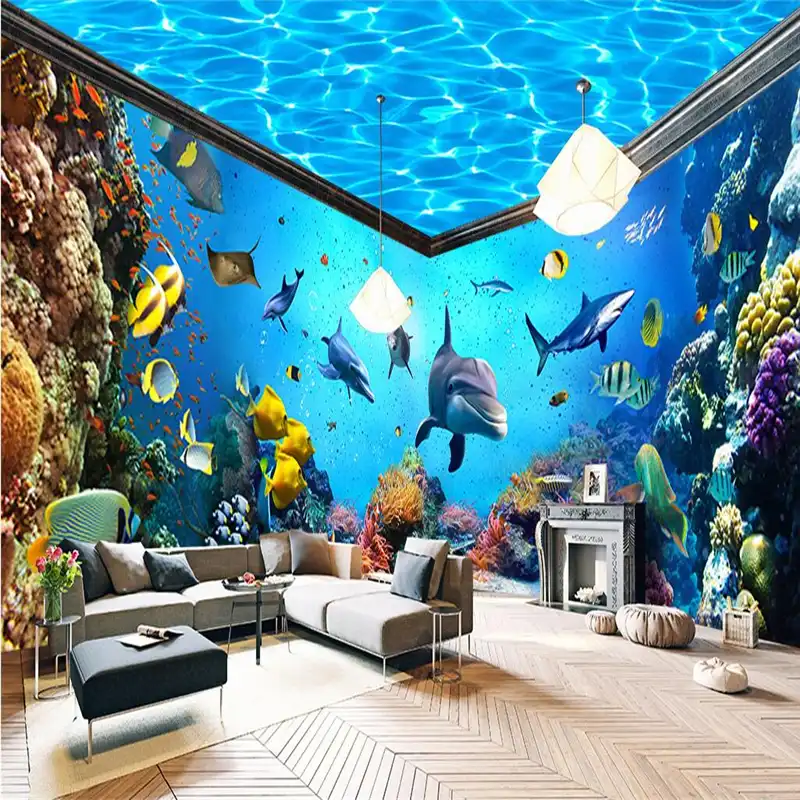 Beibehang Underwater World Aquarium Whole House Backdrop 3d Mural Wallpaper Home Decor Photo Background Wall Paper Living Room Wall Paper Living Room Mural Wallpaperwall Paper Aliexpress