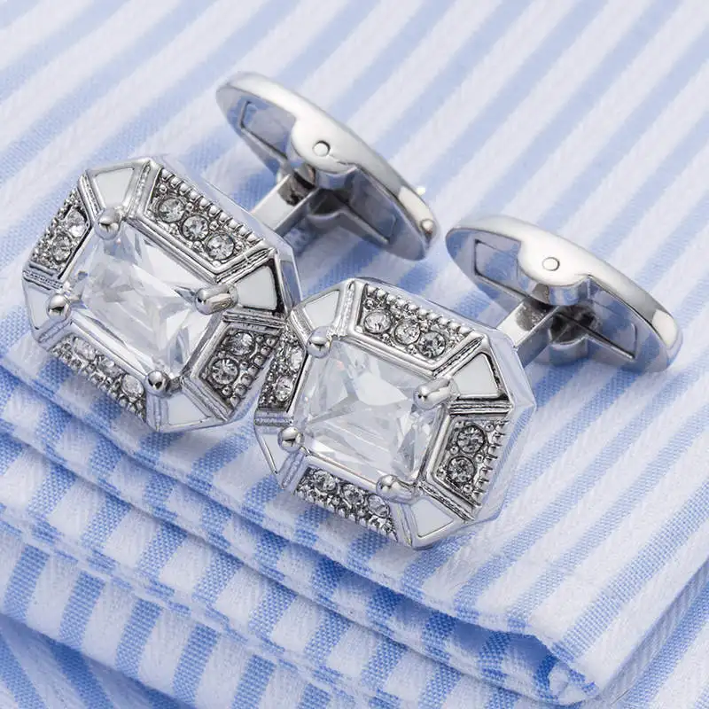 New Crystal Cufflinks Luxury Cuff links French Shirt Gemelos De Alta
