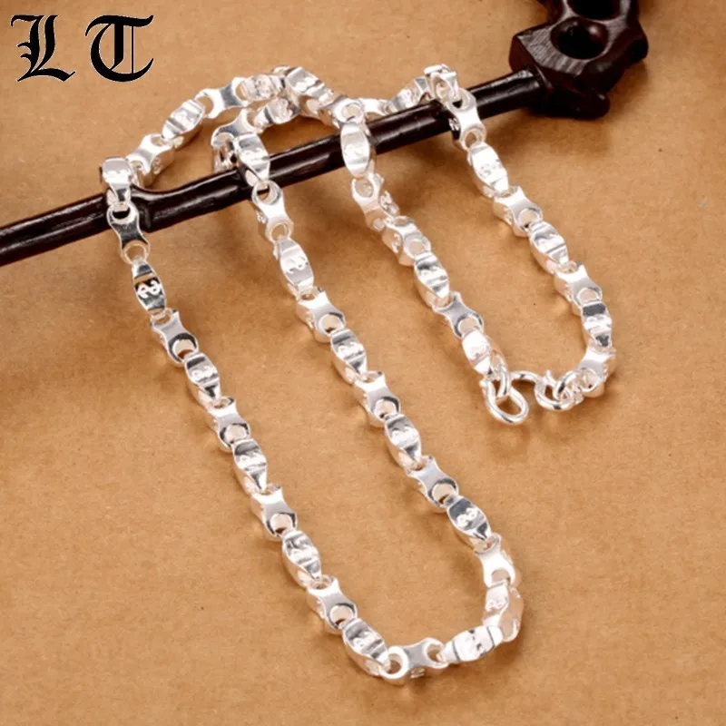 

LT 990 Sterling Silver Necklace For Men Women 4.5mm Length 55cm Vintage Men Chain Hip Hop Punk Cool Handmade Biker Jewelry