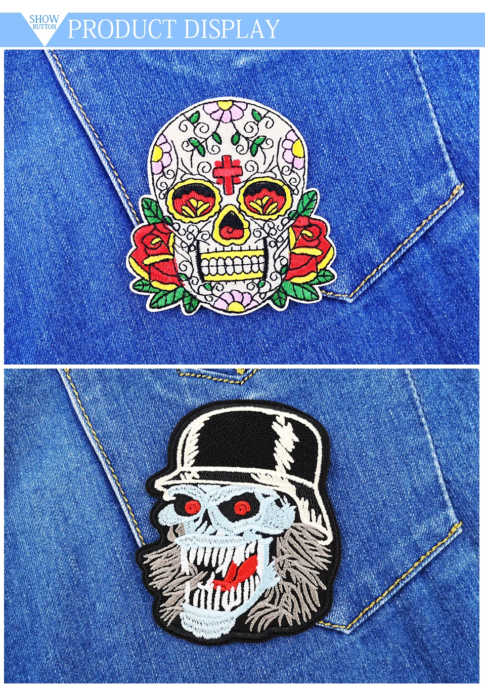 Embroidered Iron On Patches Motor Cycle Biker Patches Motorcycle Skeleton Skull Patch For Vest Back Stickers On Clothes (8)