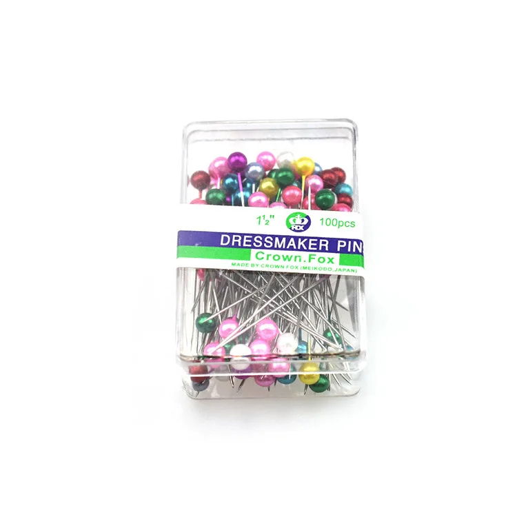 

100pcs sewing Cutting Positioning needle Coloured Bead needle box-packed Round head Pearlite needle Cross stitch Big head needle