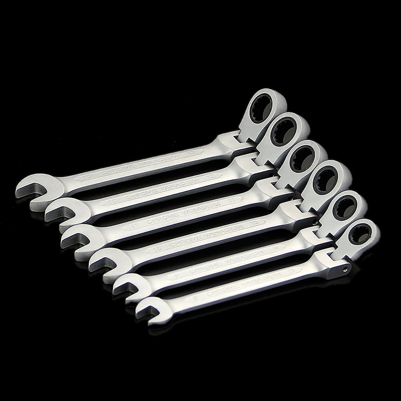 

Flexible Head Ratcheting Gears Spanner Combination Torque Socket Open Closed End Wrench Set of Keys Handle Tools for Car Repair