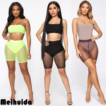 

Summer Women Fishnet Shorts See Through Hollow Out Shorts Swimwear Trousers