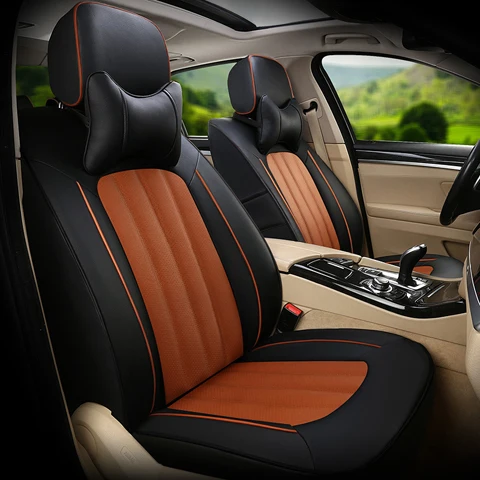 black x brown CARTAILOR сиденья кожи и кожзаменителя комплект для Lincoln MKX сидений автомобиля и аксессуары автомобилей подушки сиденья поддерживает - Название цвета: black x brown